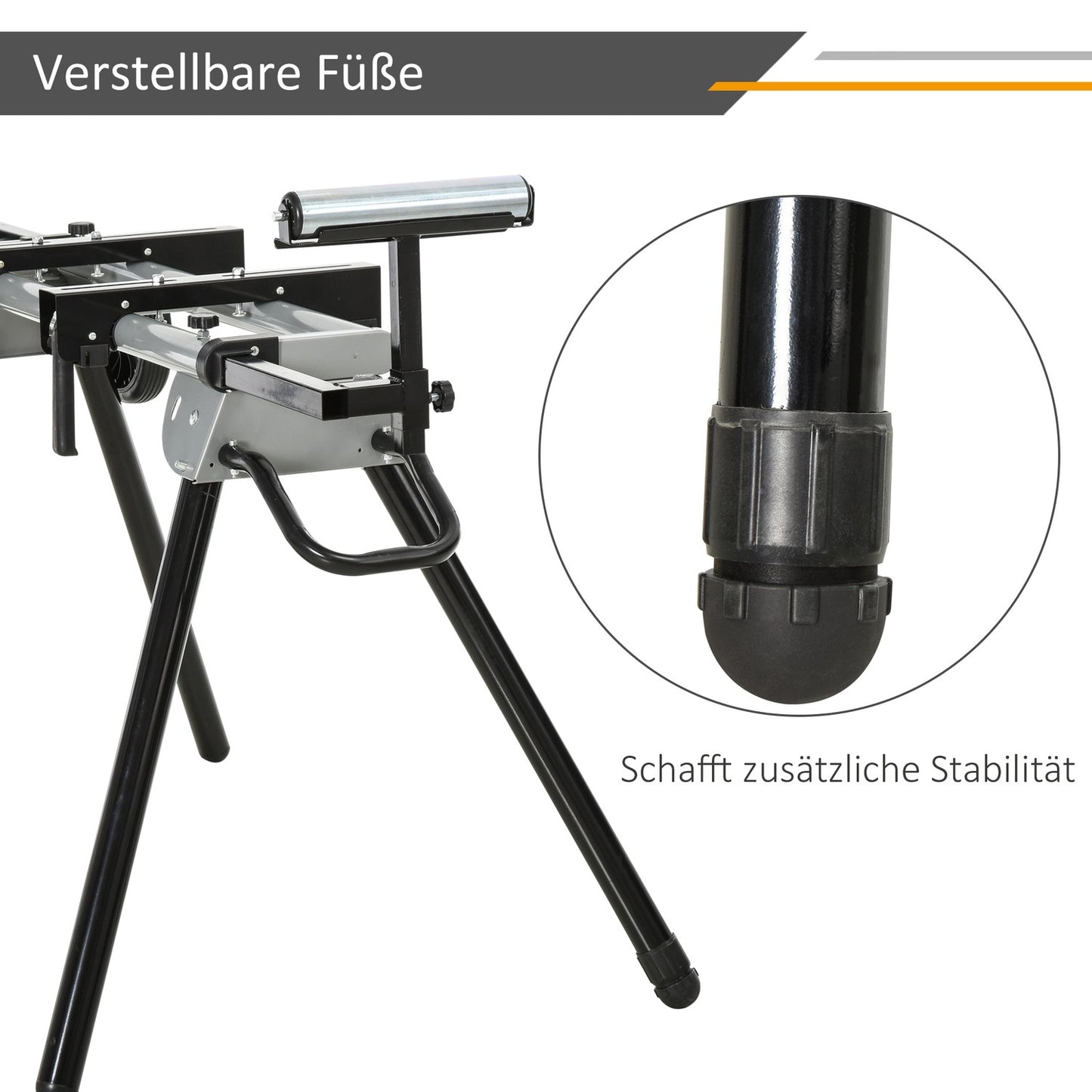 Cross-cut saw base frame with side extension, 123.5-245 cm