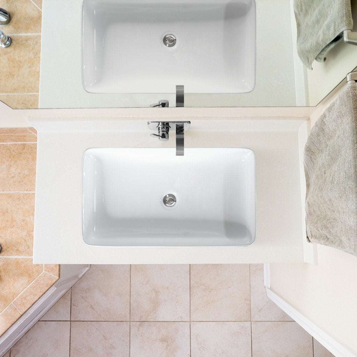 Basin porcelain art basin ceramic basin with pop-up drain 60 x 35 x 11 cm white