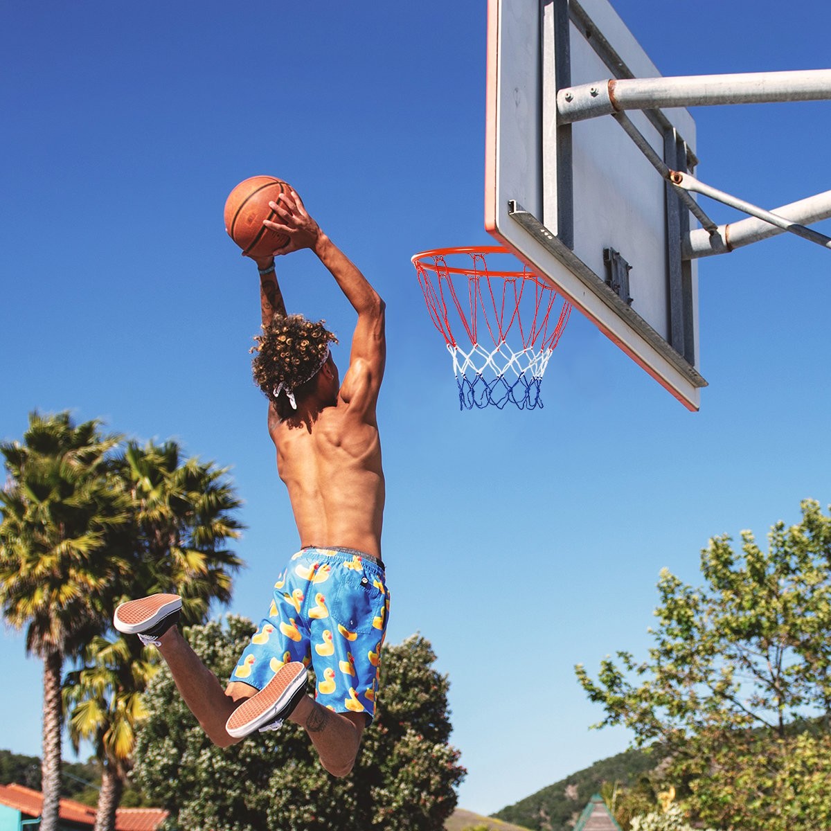 Basketball Hoop Wall Mounted Basketball Hoop Professional Dunking Basketball Hoop for Indoor and Outdoor Use Orange-Red
