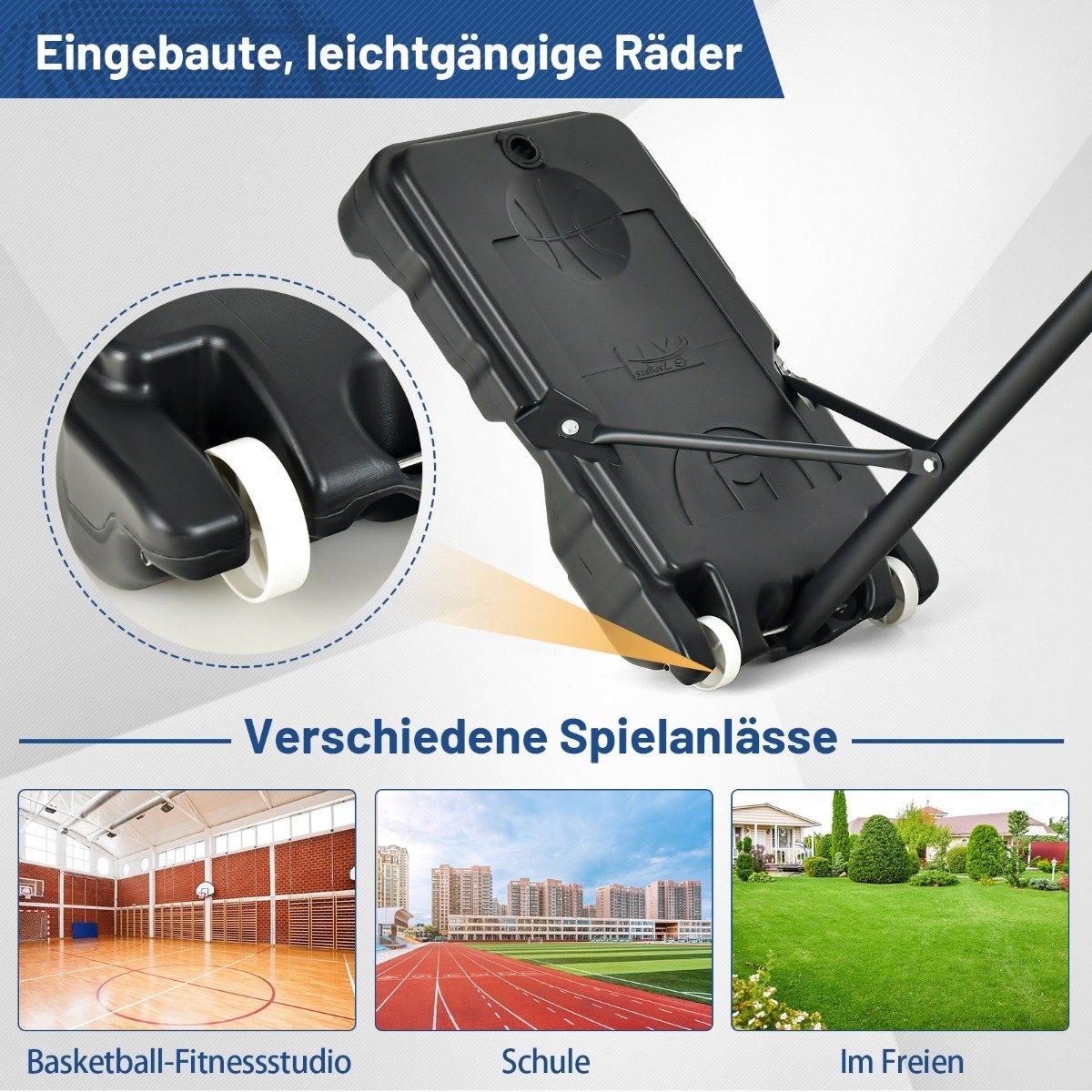 Basketball stand 90/158-210 cm height adjustable basketball hoop with stand weatherproof indoor outdoor blue