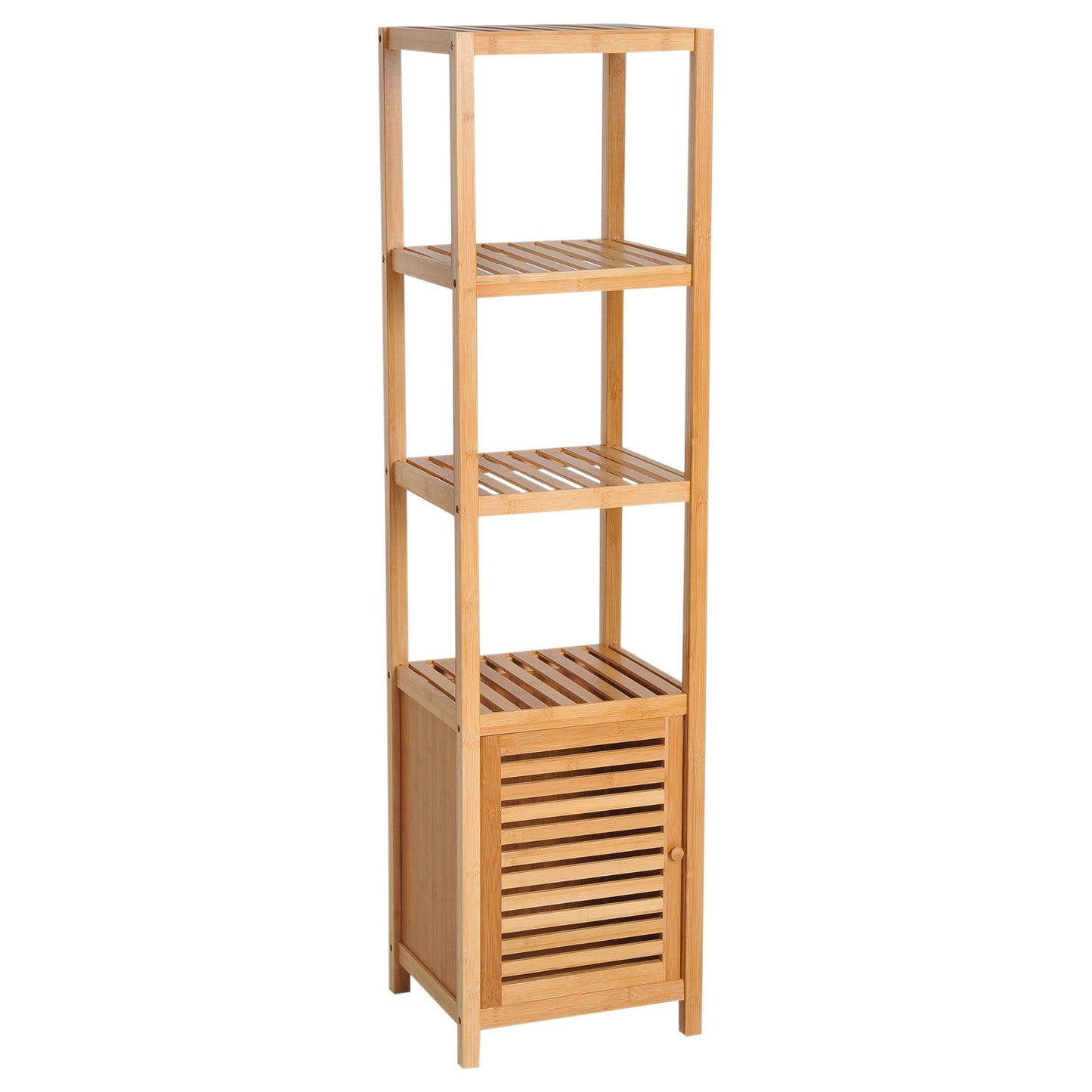 Bamboo bathroom cabinet with 3 shelves, 36x33x140cm