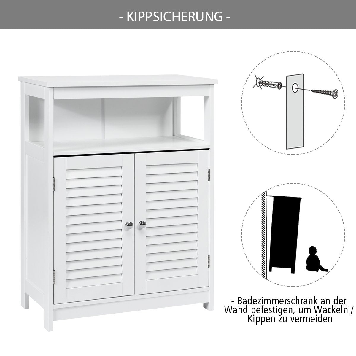 Bathroom Cabinet Wooden Bathroom Storage Cabinet for Bathroom 60 x 30.5 x 80 cm White