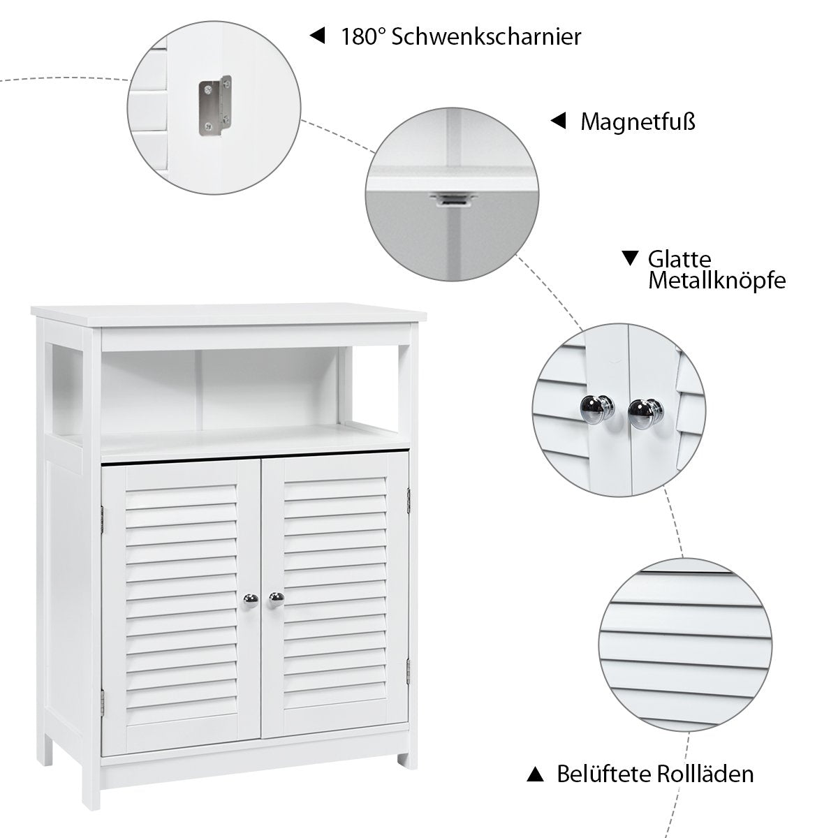 Bathroom Cabinet Wooden Bathroom Storage Cabinet for Bathroom 60 x 30.5 x 80 cm White