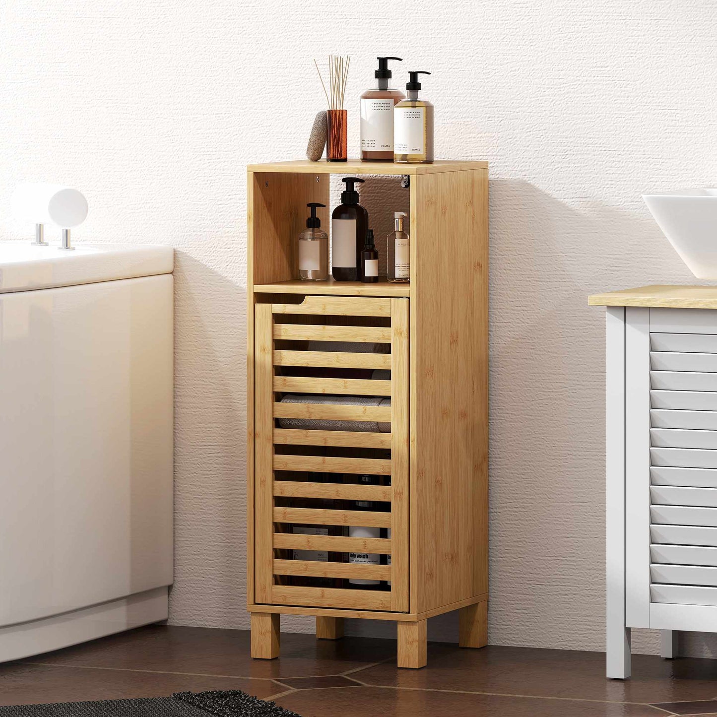 Bathroom Cabinet with Open Shelf, Bamboo, 30x30 cm