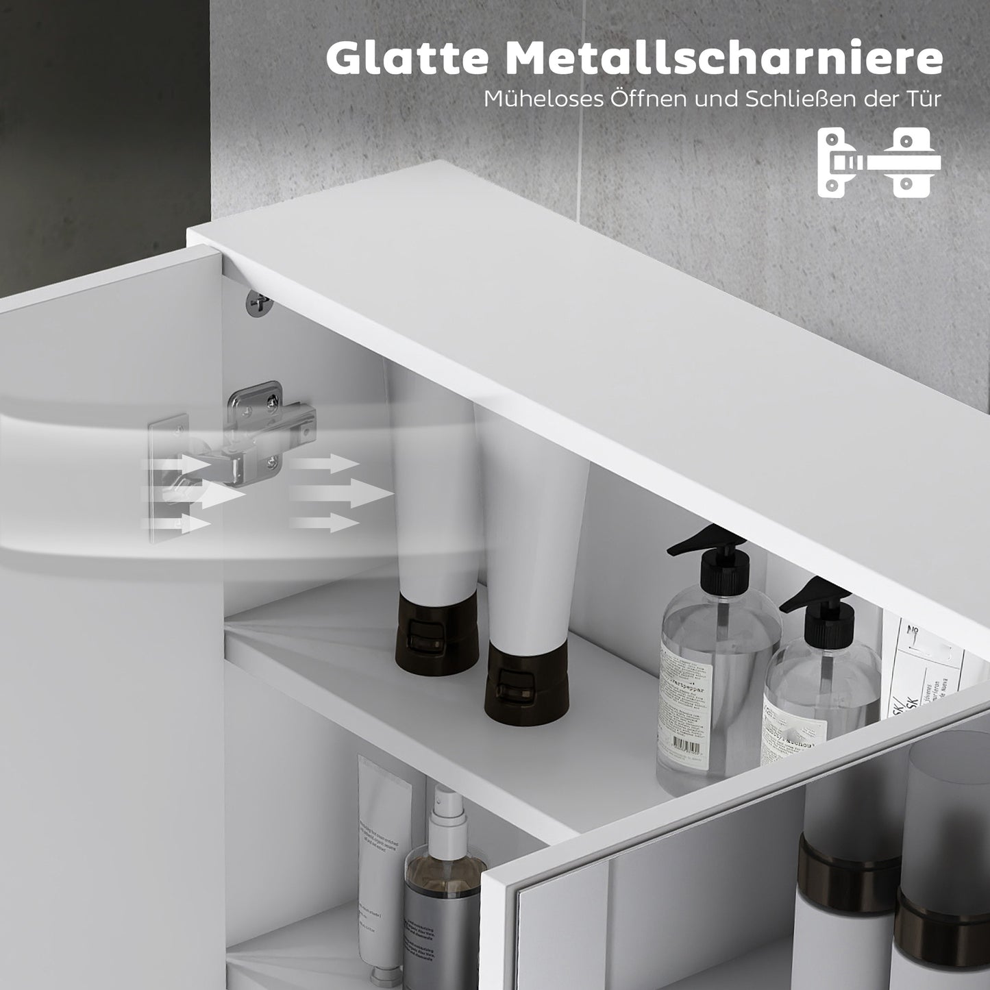 Bathroom Mirror Cabinet, 3 Doors, Wall-Mounted, White, 90x15.5x60 cm