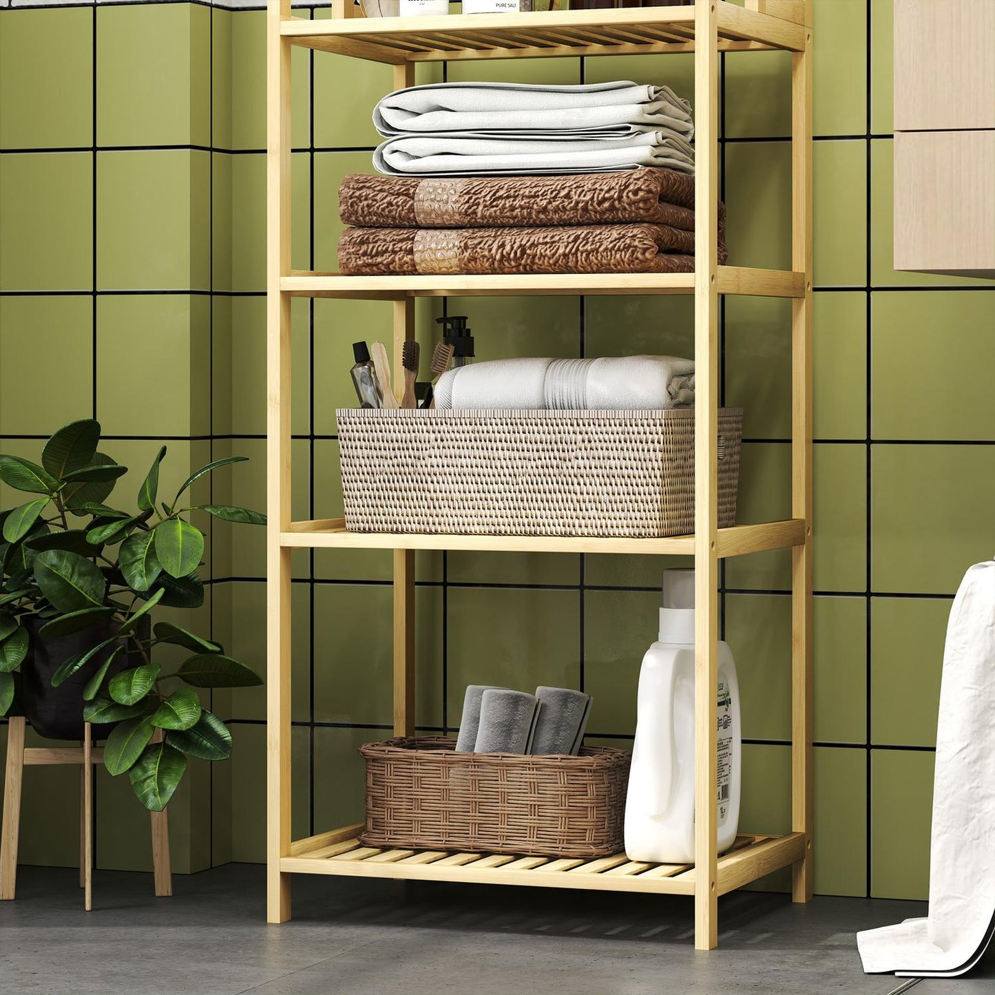 Bamboo Bathroom Shelf - 7-Tier Freestanding Storage Organizer