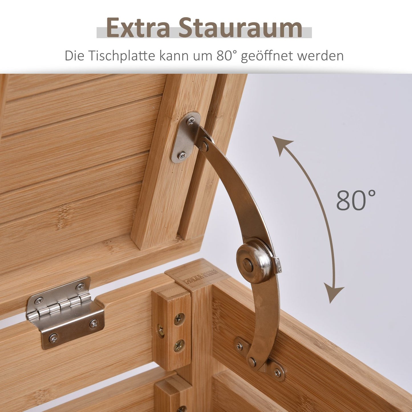Bamboo bathroom shelf, hinged lid, natural finish, 46x29.5x76.5 cm