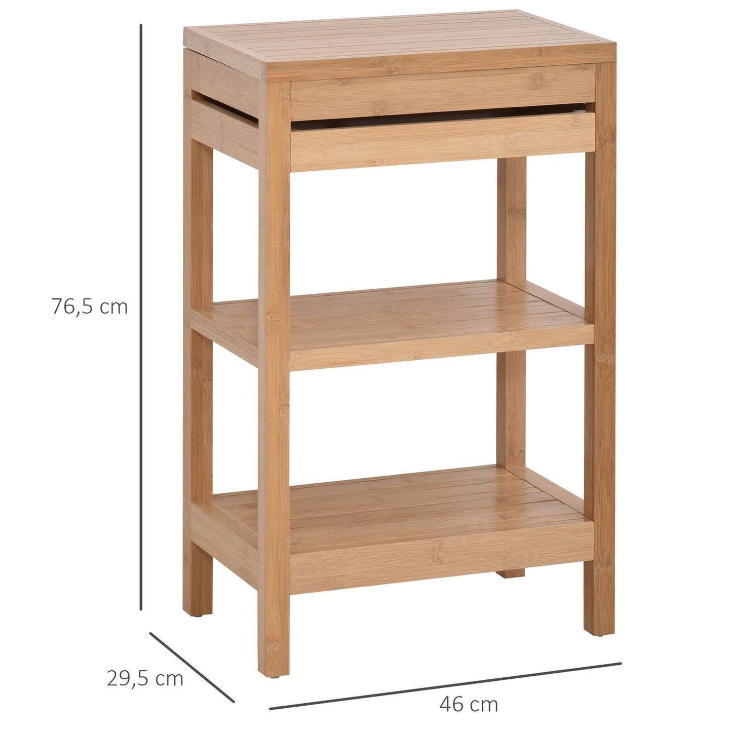 Bamboo bathroom shelf, hinged lid, natural finish, 46x29.5x76.5 cm