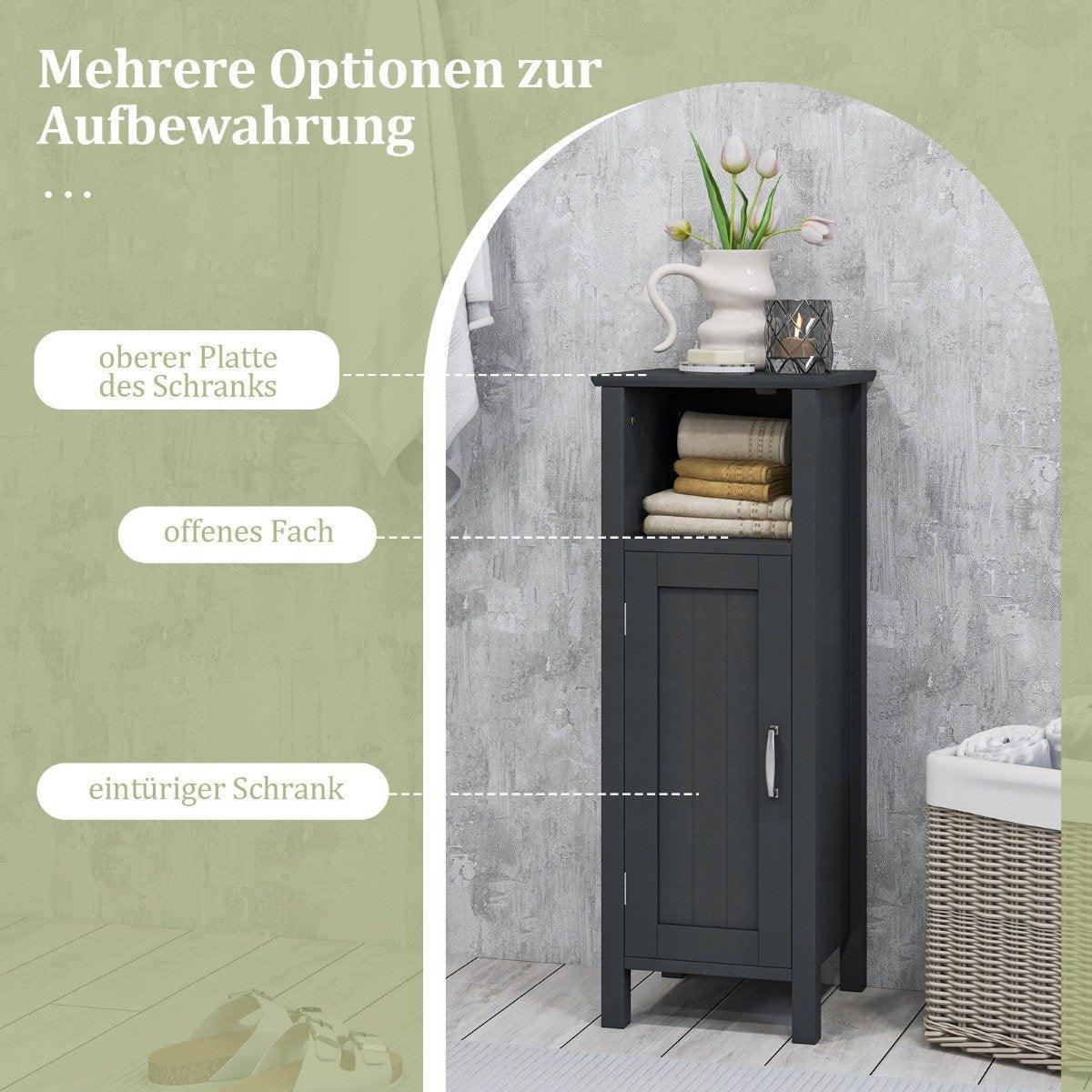 Bathroom cabinet bathroom cabinet with open compartment side cabinet storage cabinet 30 x 30 x 80 cm black