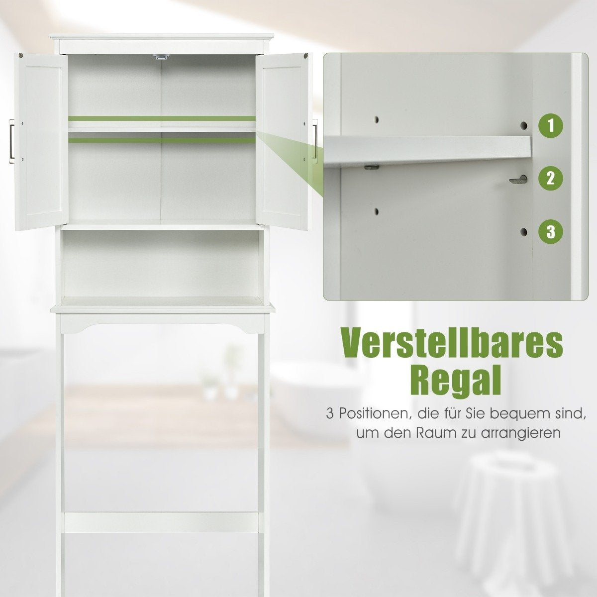Bathroom cabinet washing machine cabinet with adjustable shelf 63 x 23 x 168 cm