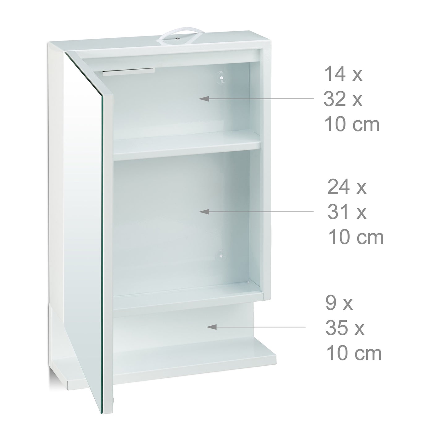 Bathroom mirror cabinet with outlet