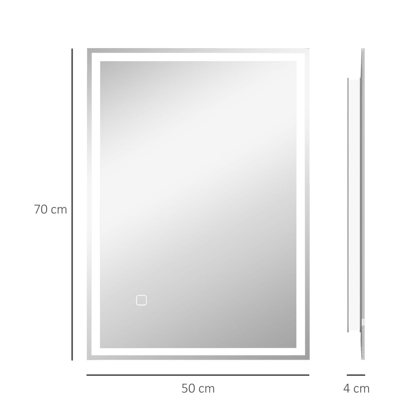 LED Bathroom Mirror, Touch Sensor, Anti-Fog, 50x70 cm