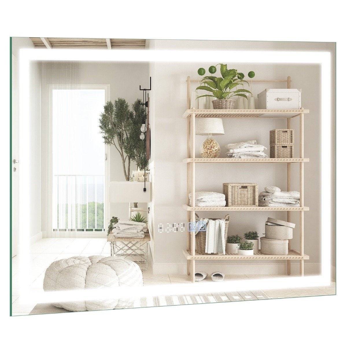 Bathroom mirror with anti-fog clock touch switch & memory function mirror heating LED mirror dimmable bathroom mirror 3000K-6000K 60 x 40 cm