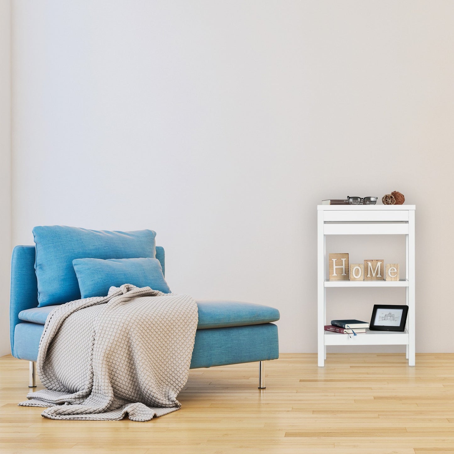 Bathroom shelf bamboo white
