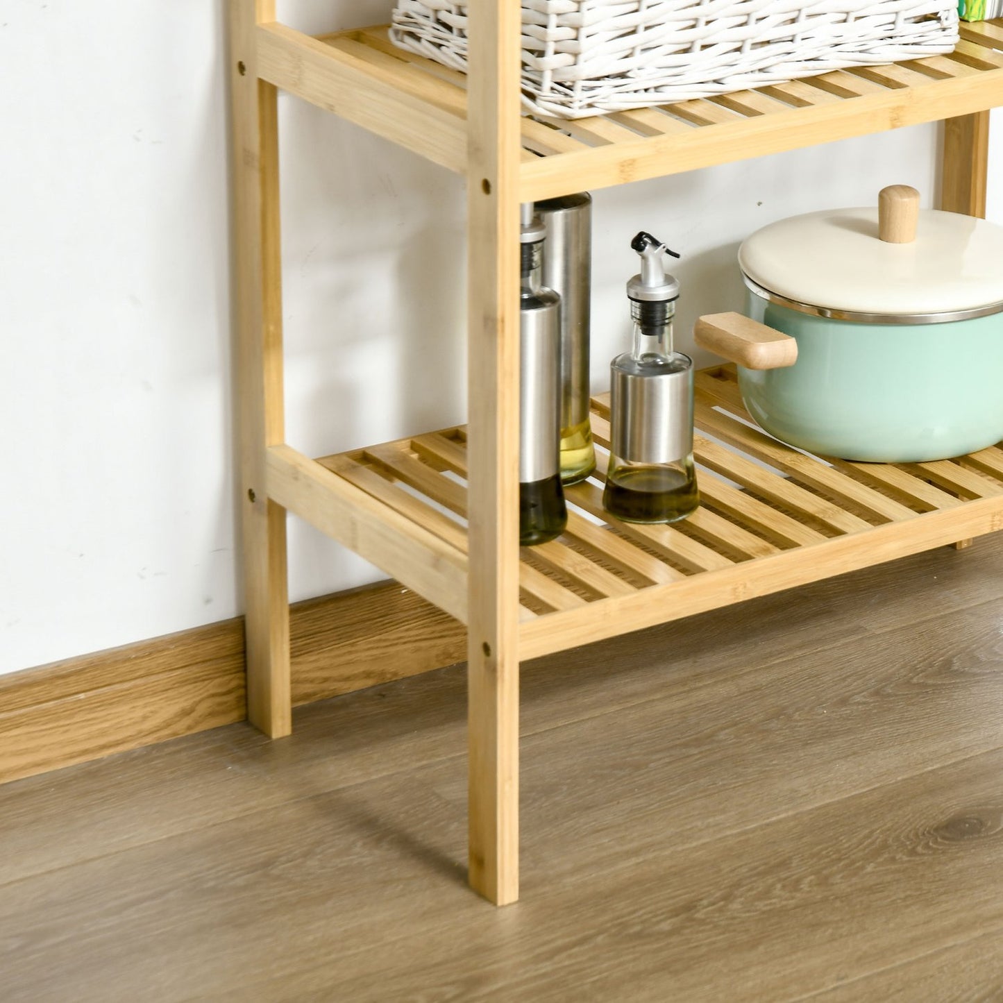 Bamboo 3-level shelf for bathroom, kitchen or living room
