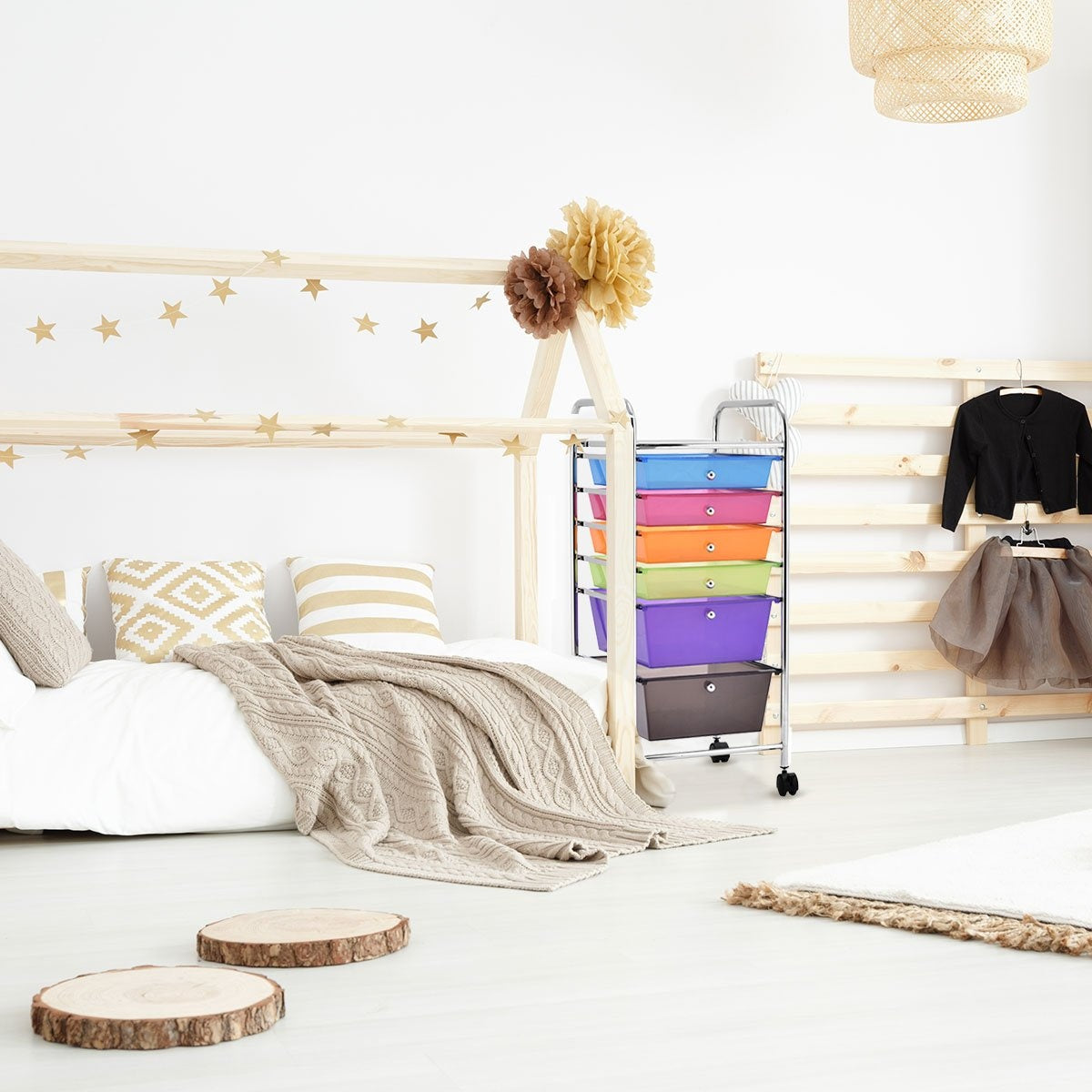 Bathroom trolley roll container with drawers multicolored 37 x 74 x 32 cm PP material