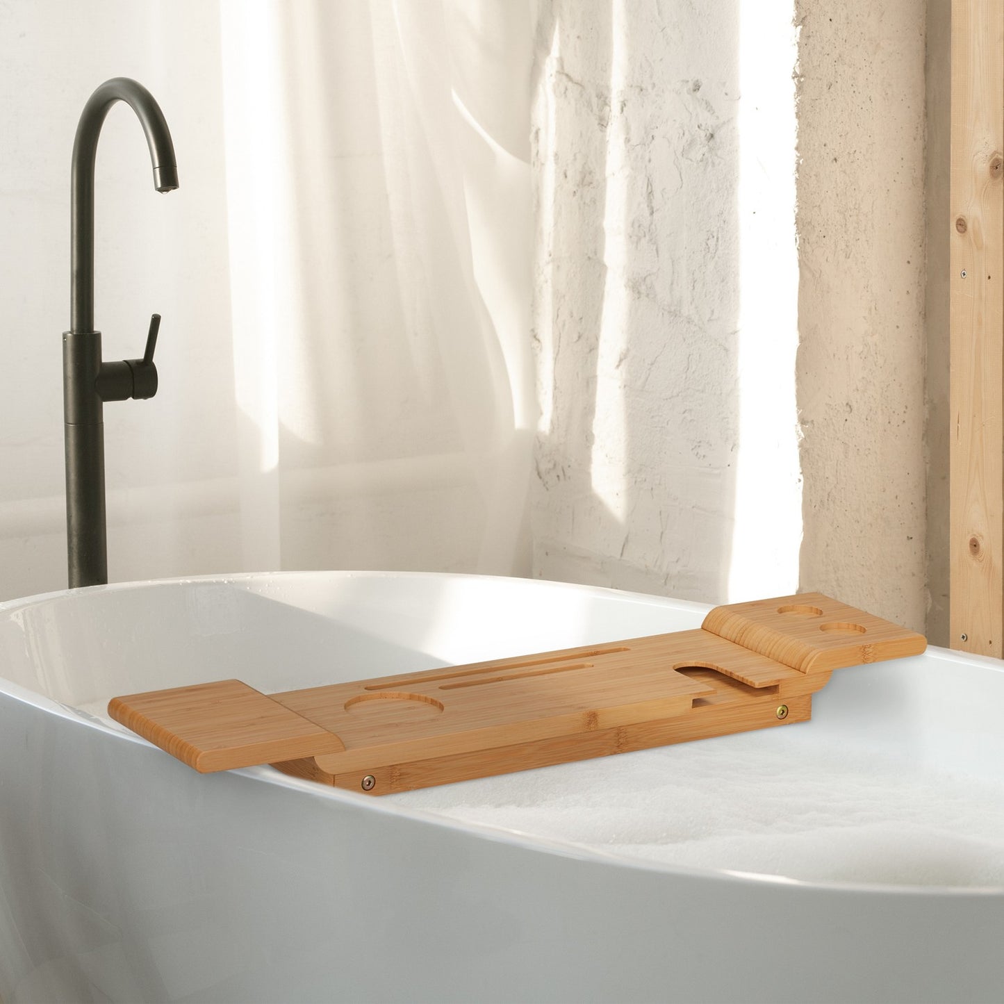 Bath shelf in bamboo with feet