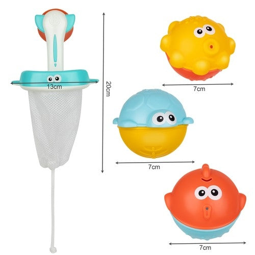 Bath toys with a strainer