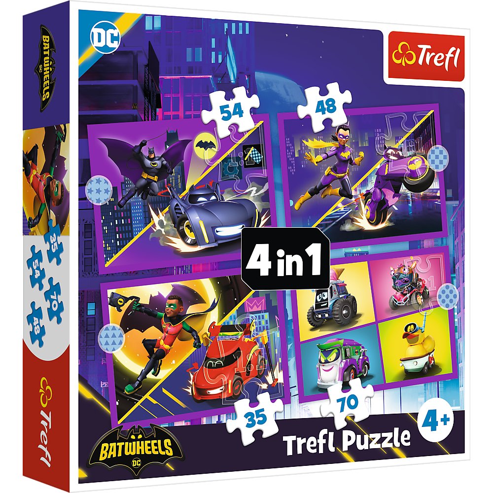 Batwheels Puzzle Set, 4-in-1 Fun for Kids