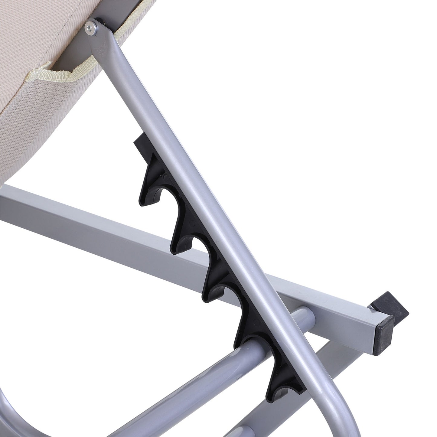 Adjustable sun lounger in aluminium, Beige 163x58.5x91 Cm