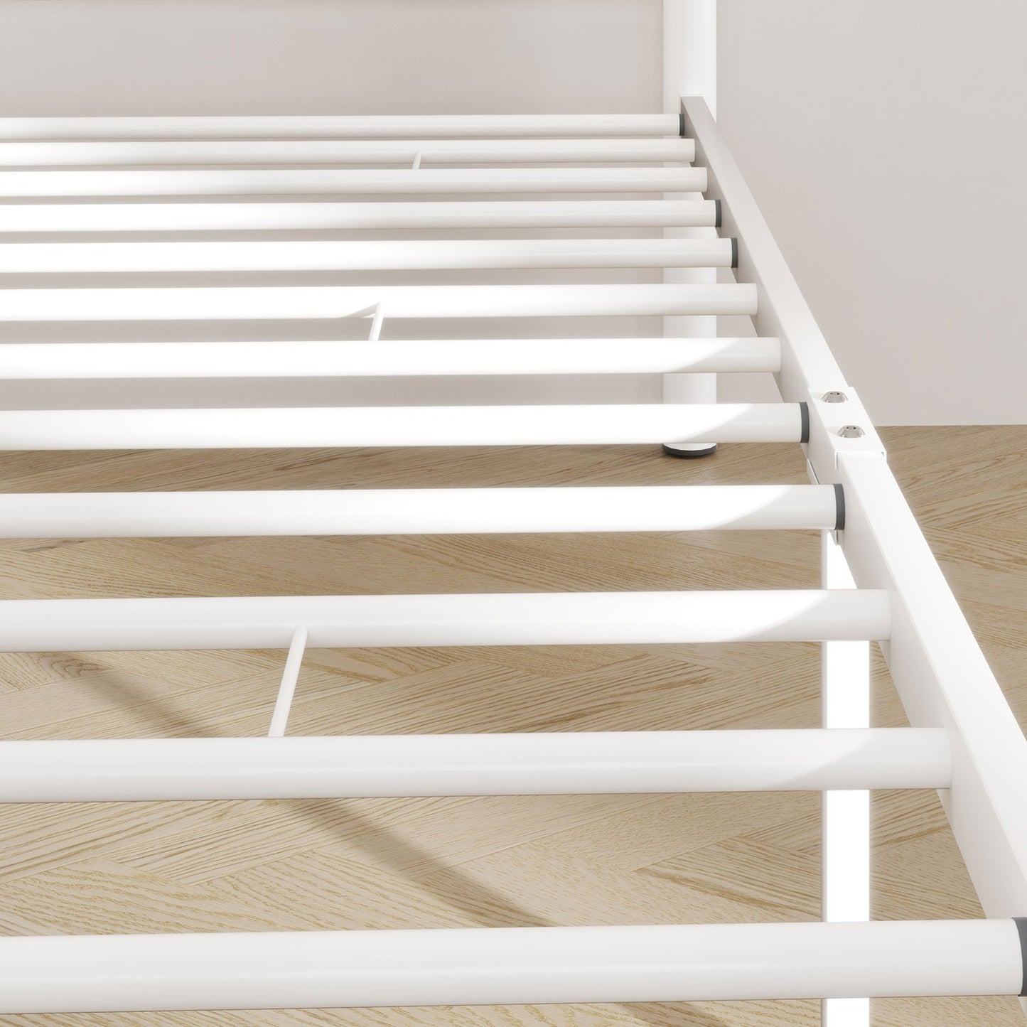 Steel bed frame for 200x90cm Mattress, White, 88cm high