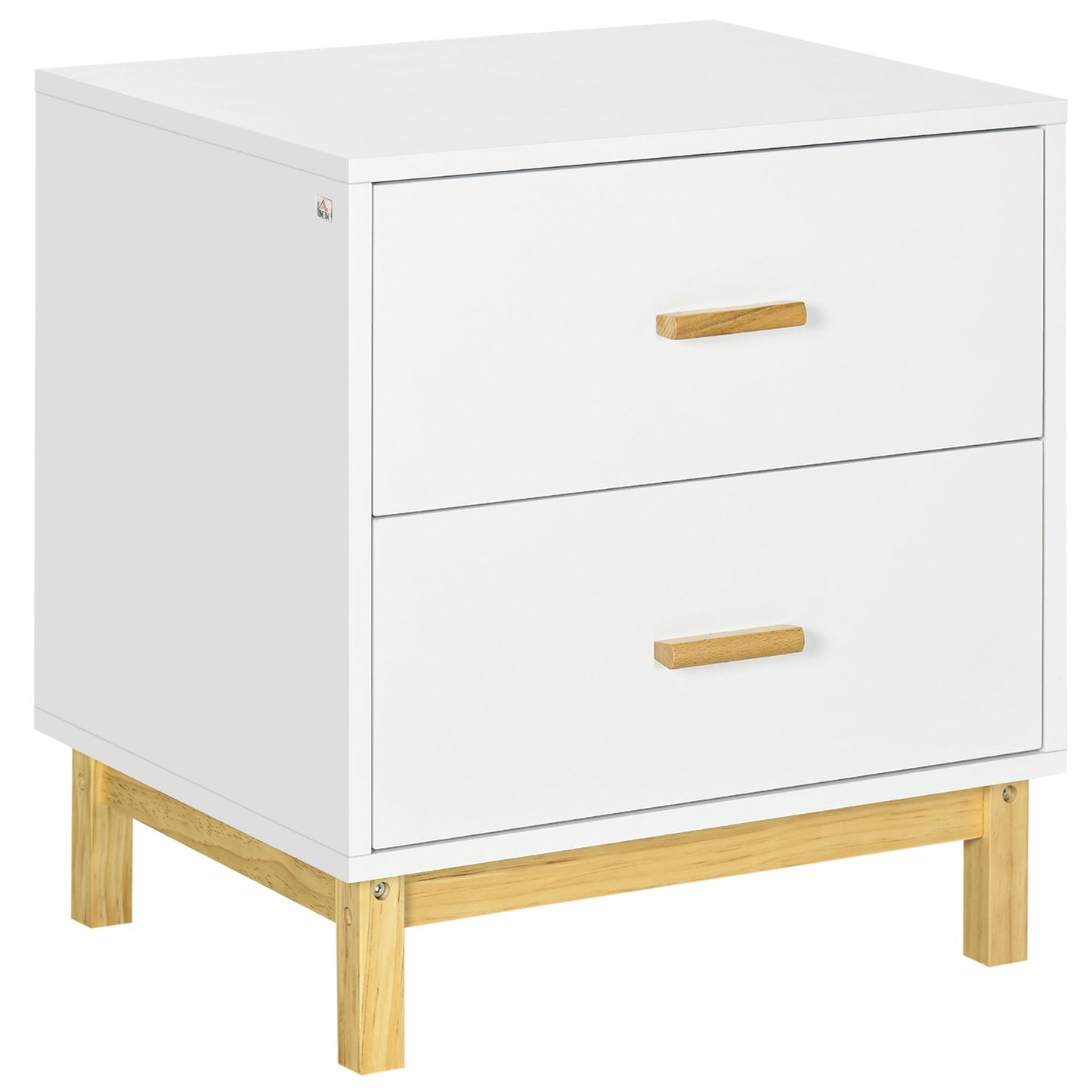 White bedside table with 2 drawers - 50x40x55 cm