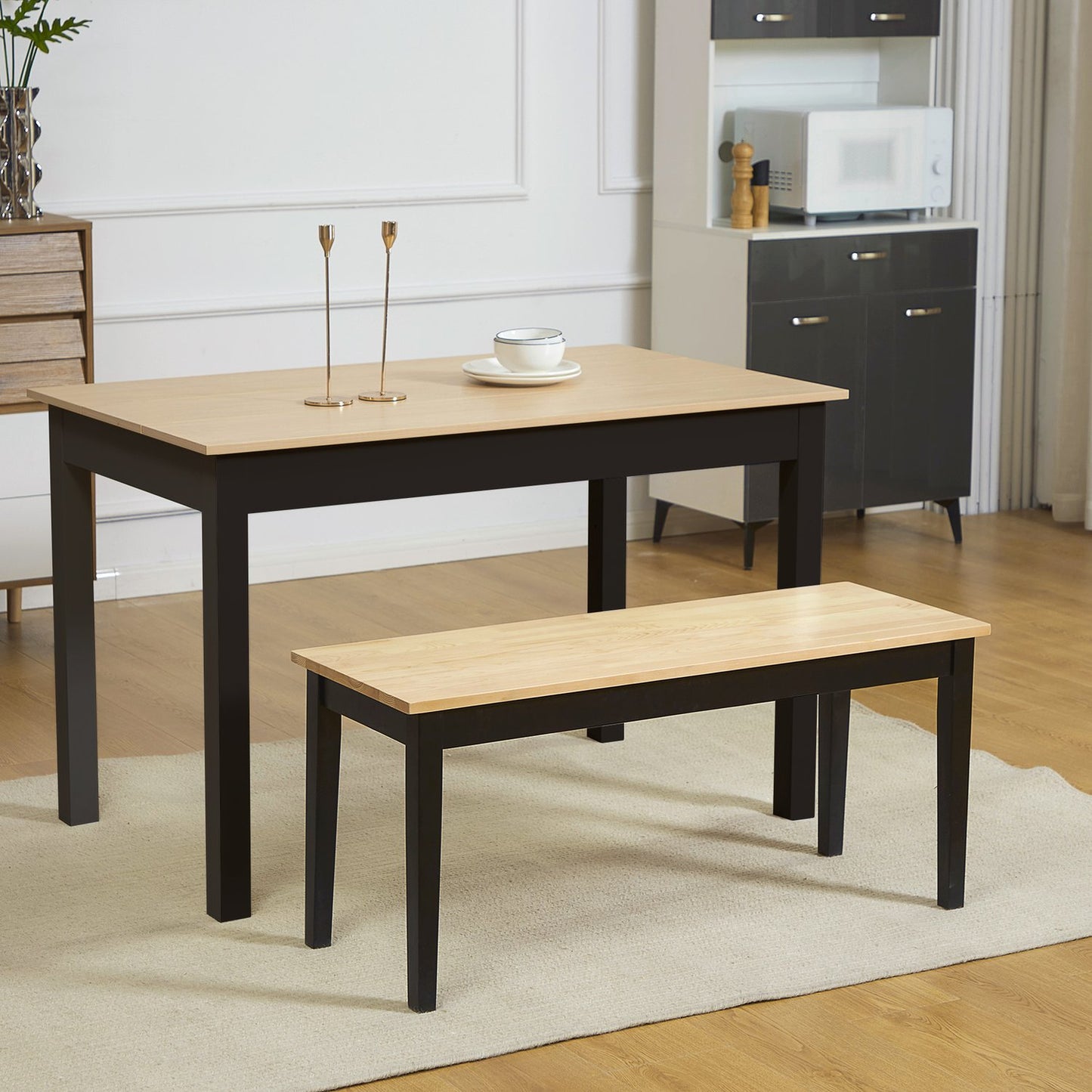 2-seater dining bench in wood, pine, 102x36x45cm, capacity 220 kg
