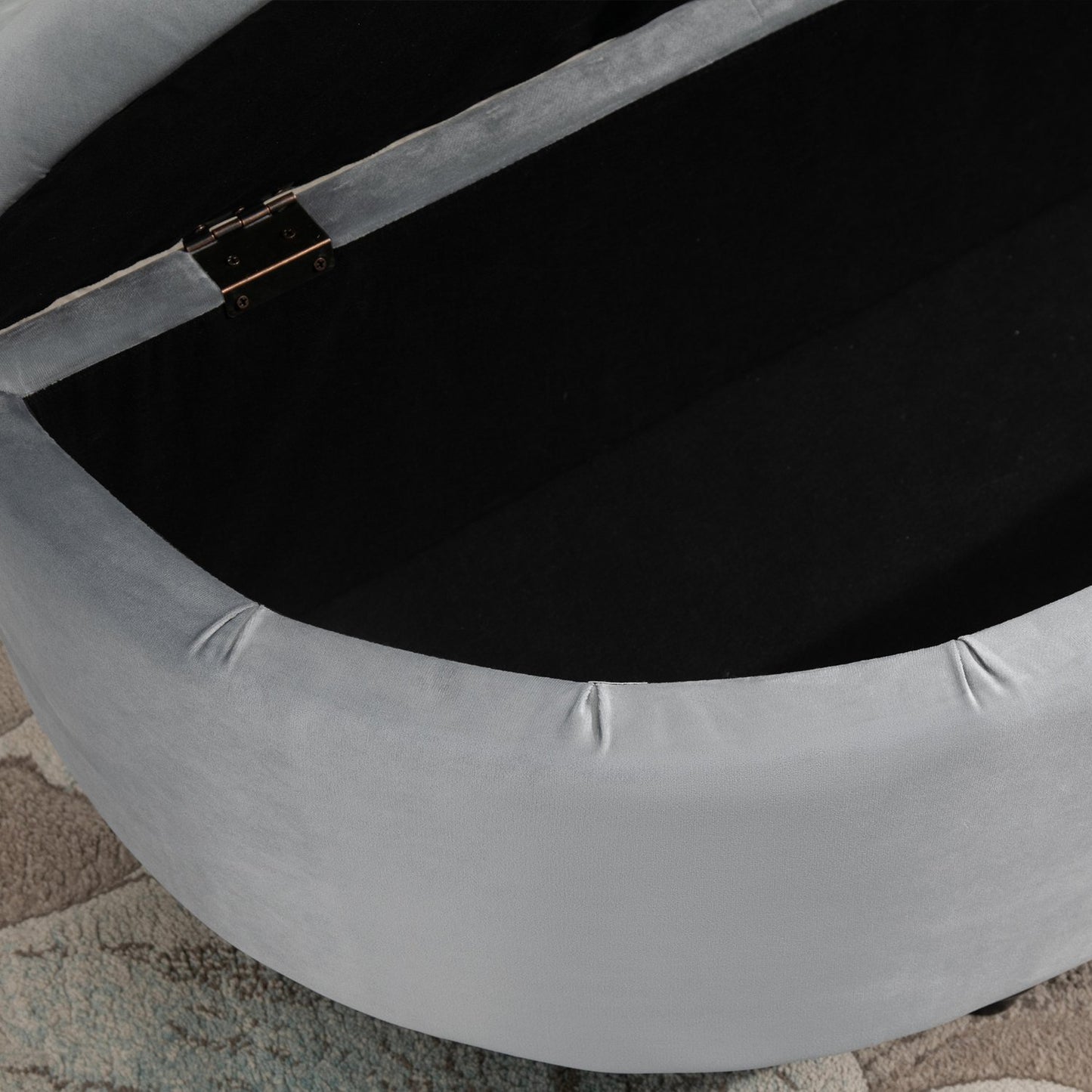 Velvet Touch storage bench stool, rubber wood, grey