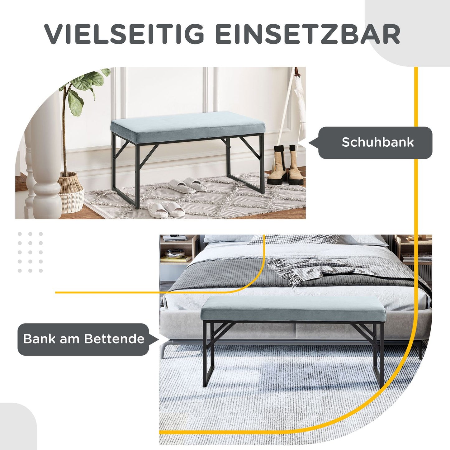 Velvet covered bench, blue, capacity 200 kg