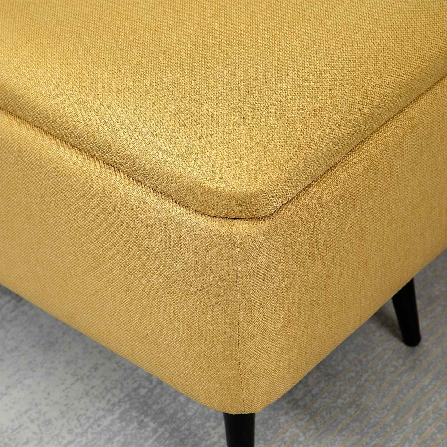 Bench, chest seat, upholstered bench, linen look, up to 150 kg, 101 x 38.5 x 44.5 cm, yellow