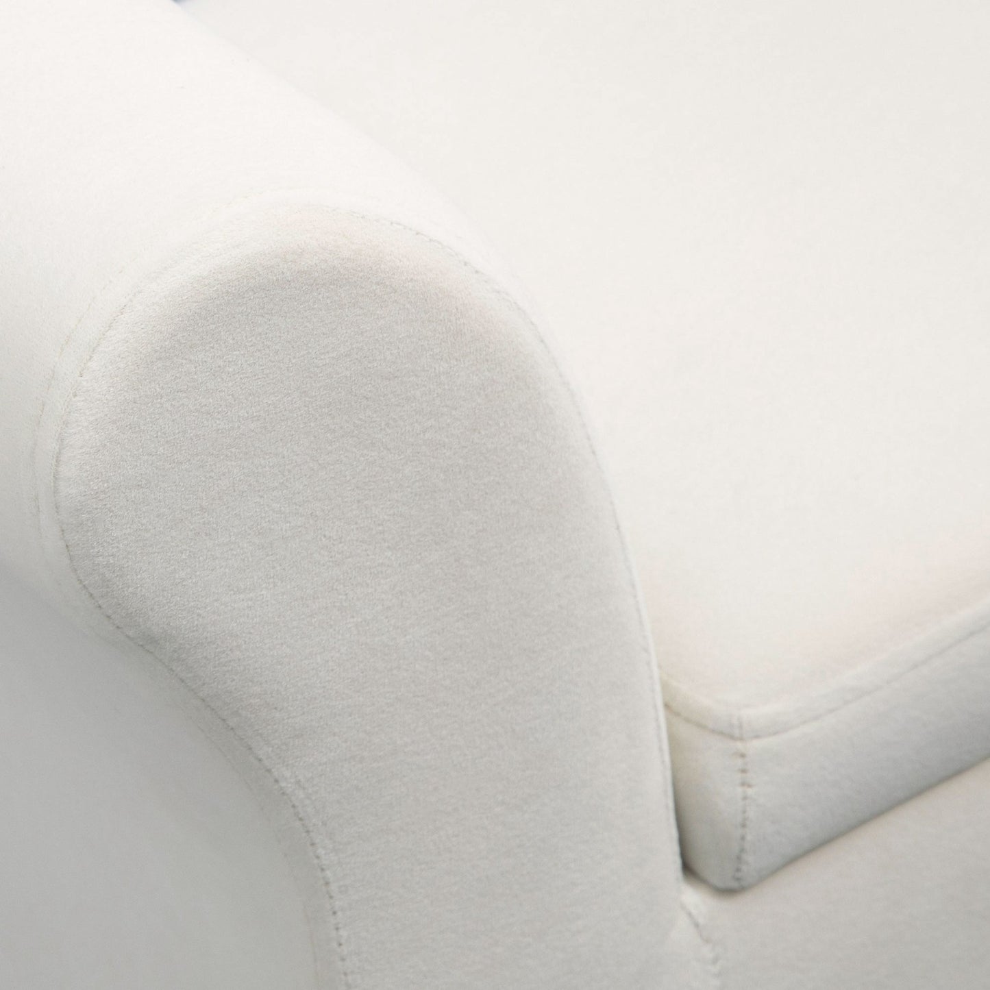 Creamy white velvet upholstered bench with storage space