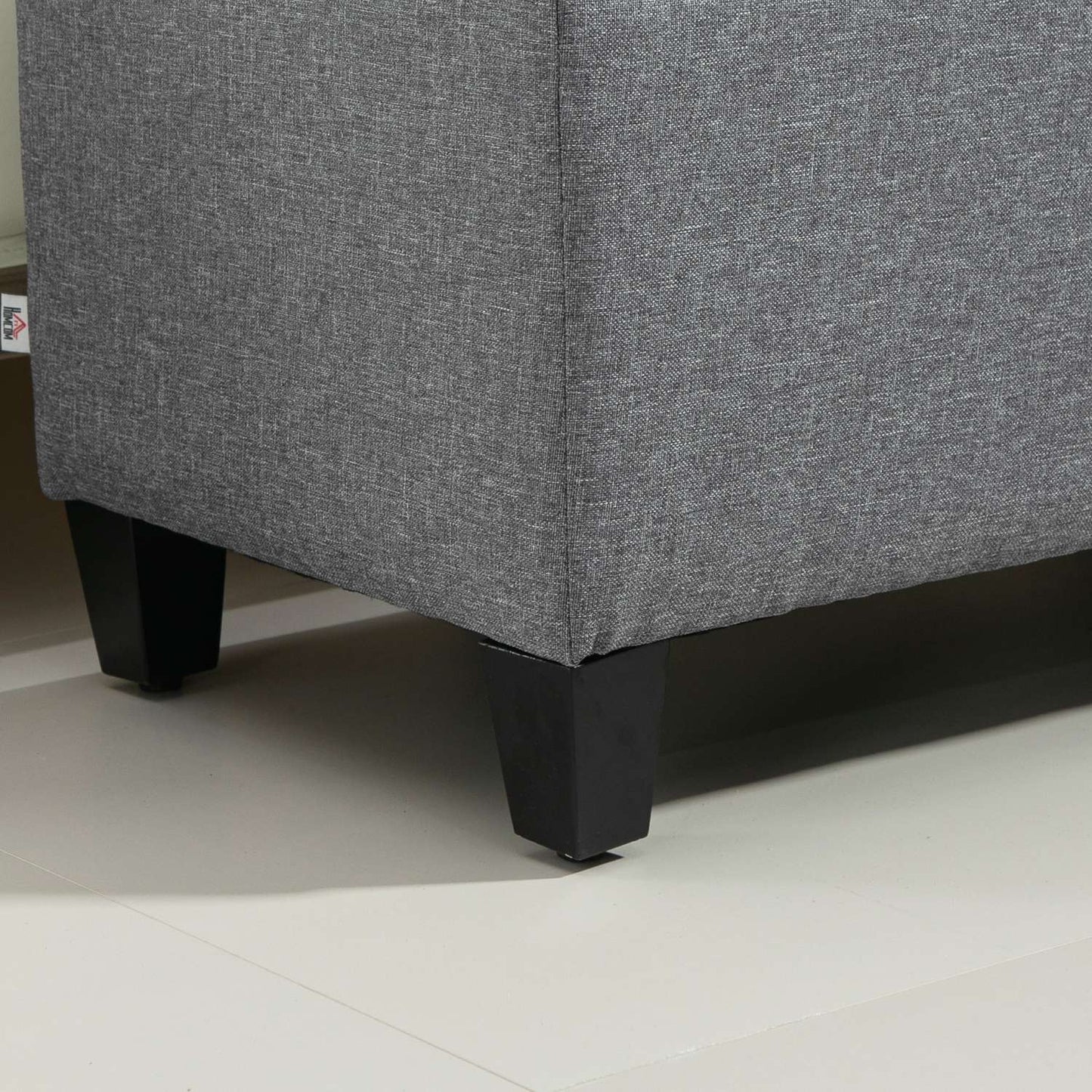 Light gray upholstered storage bench - 100 x 40 x 44 cm