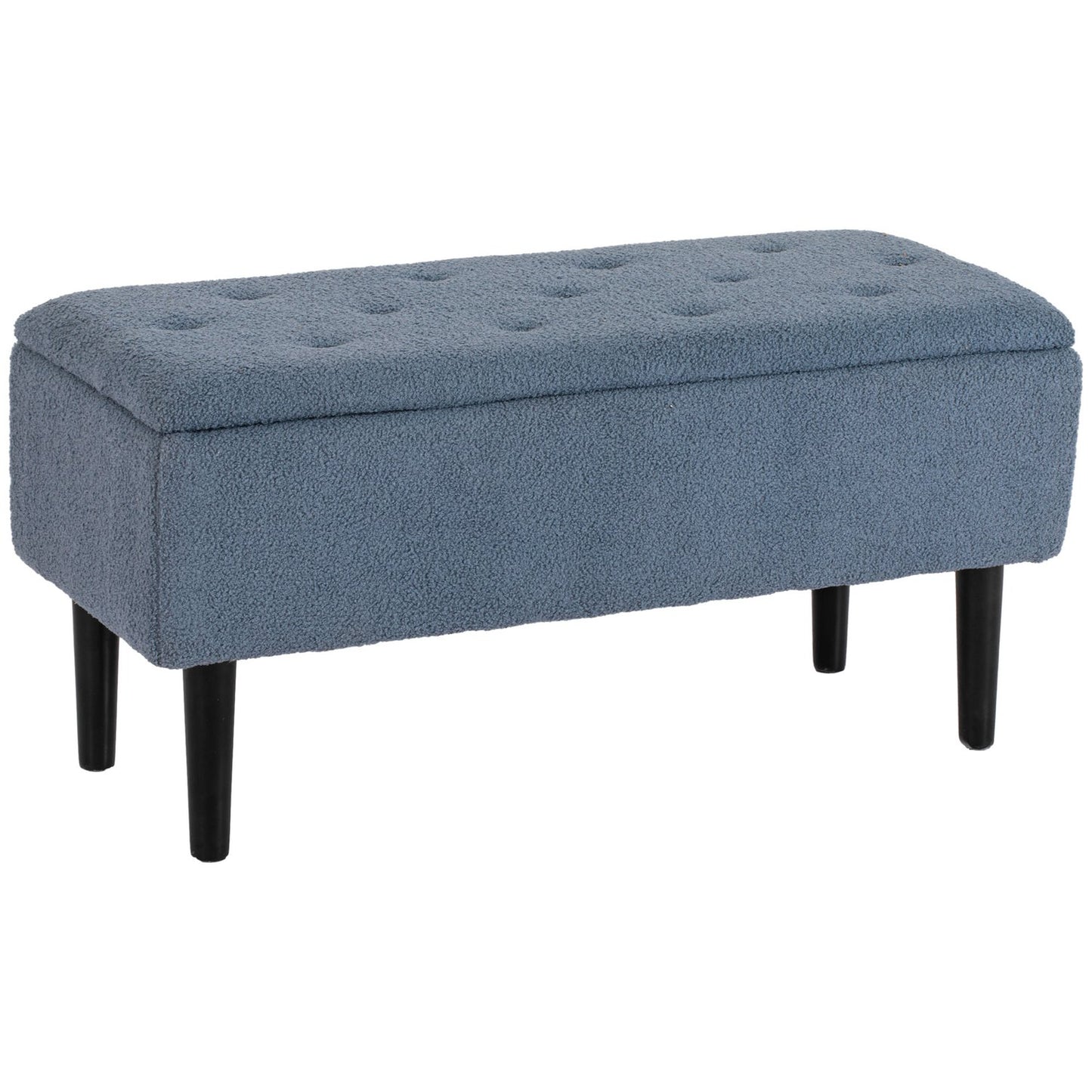 Upholstered storage bench with folding lid - Blue 95x38x45 cm