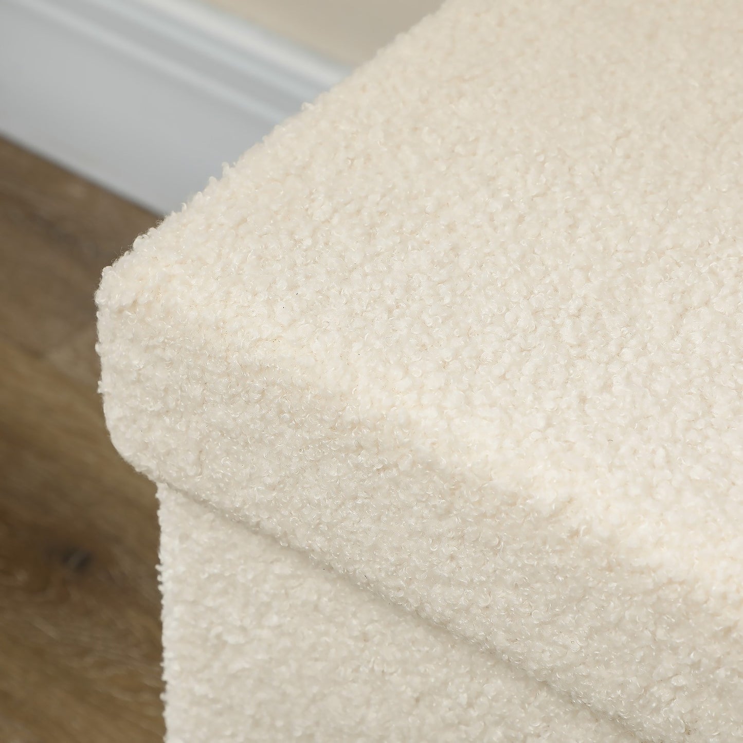 Folding storage bench in velvet look - cream, 76x38x38 cm