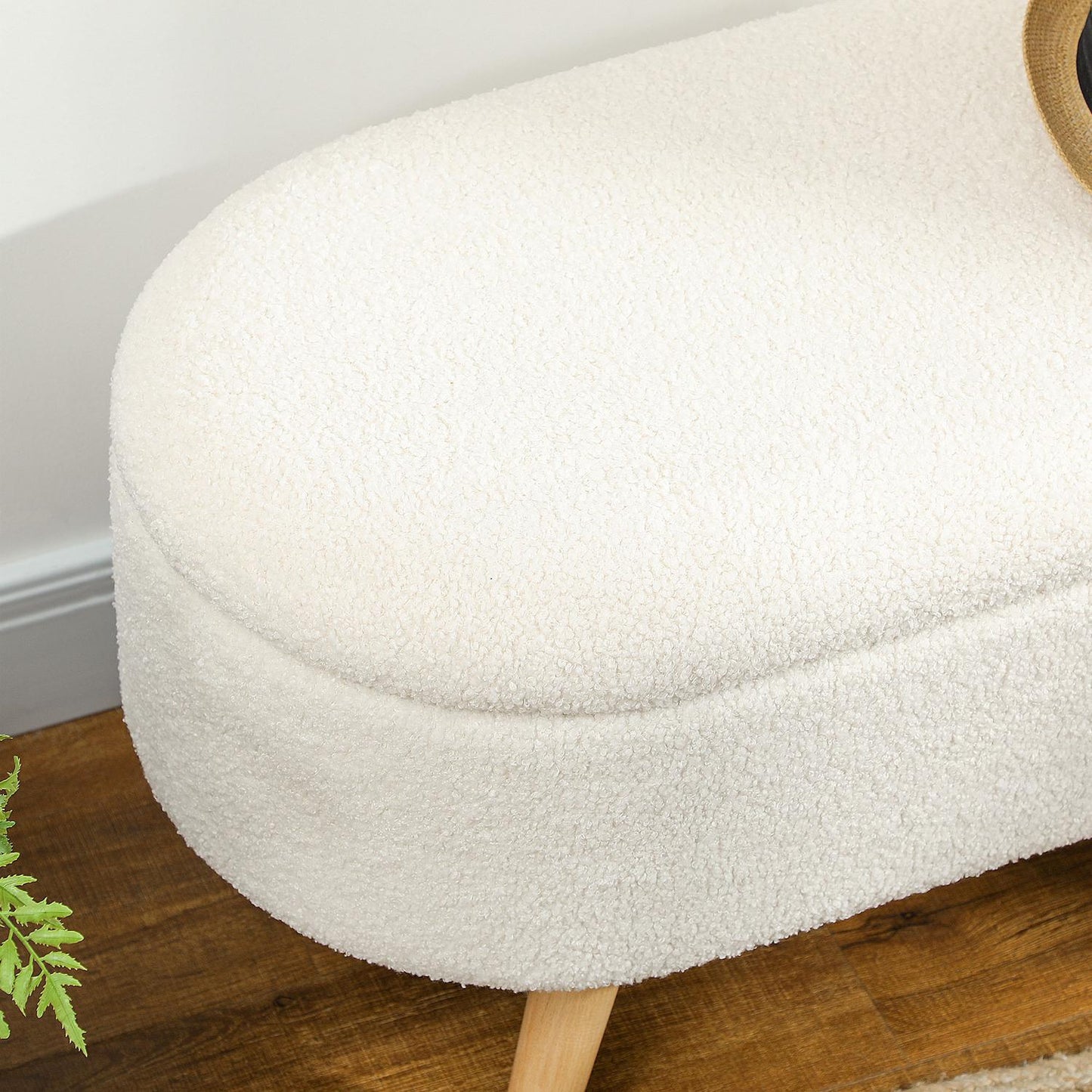 Storage bench with lid, Upholstered Teddy Velvet, 82x41x45 cm