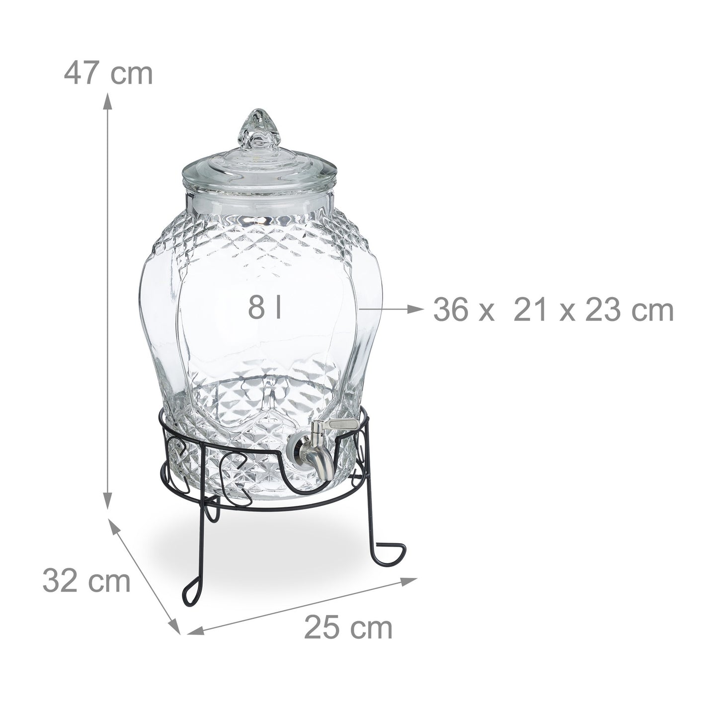 Beverage dispenser with stand 8 L