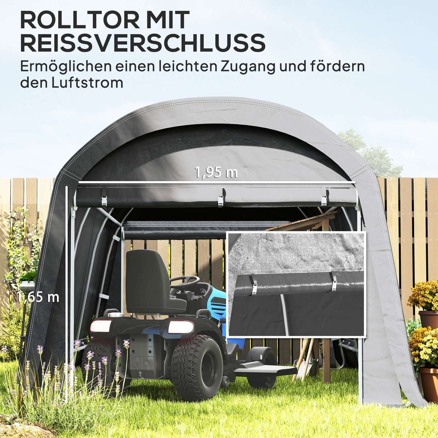 Waterproof outdoor bicycle storage tent with door 300x450x230cm