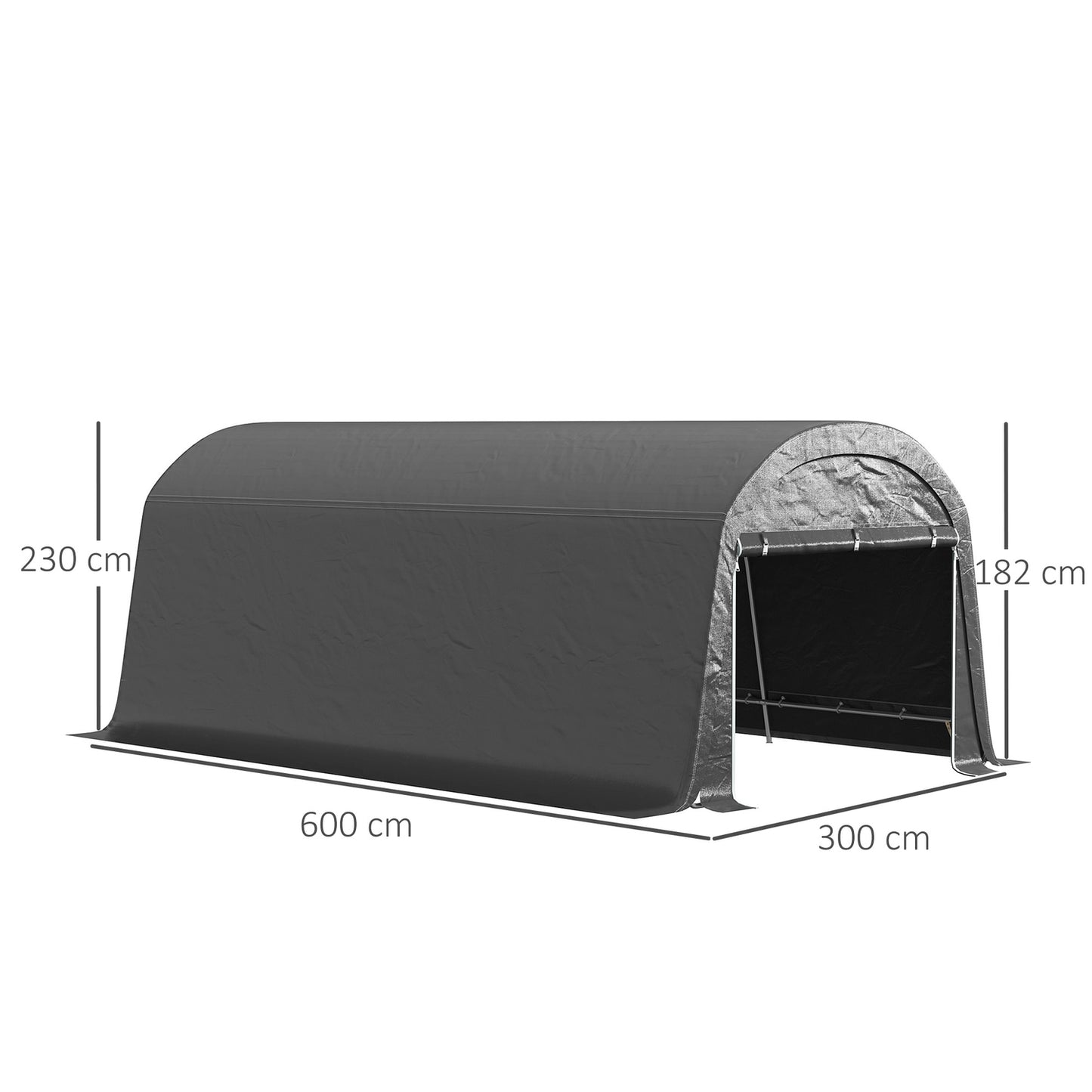 Waterproof outdoor bike storage tent with door, dark grey
