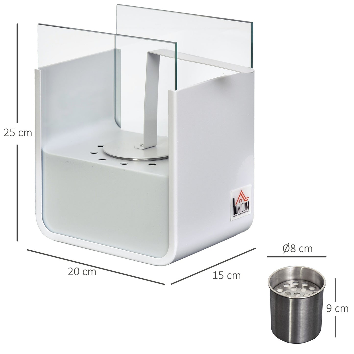 Fireplace with bioethanol - smoke-free, 0.4L, stainless steel