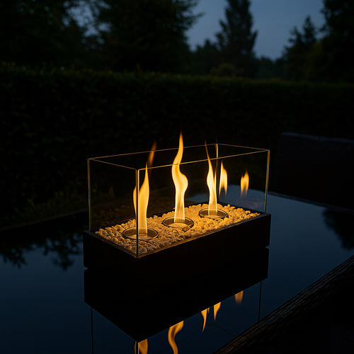 Bioethanol Freestanding Biofireplace, 45x30x21 cm, Glass Walls