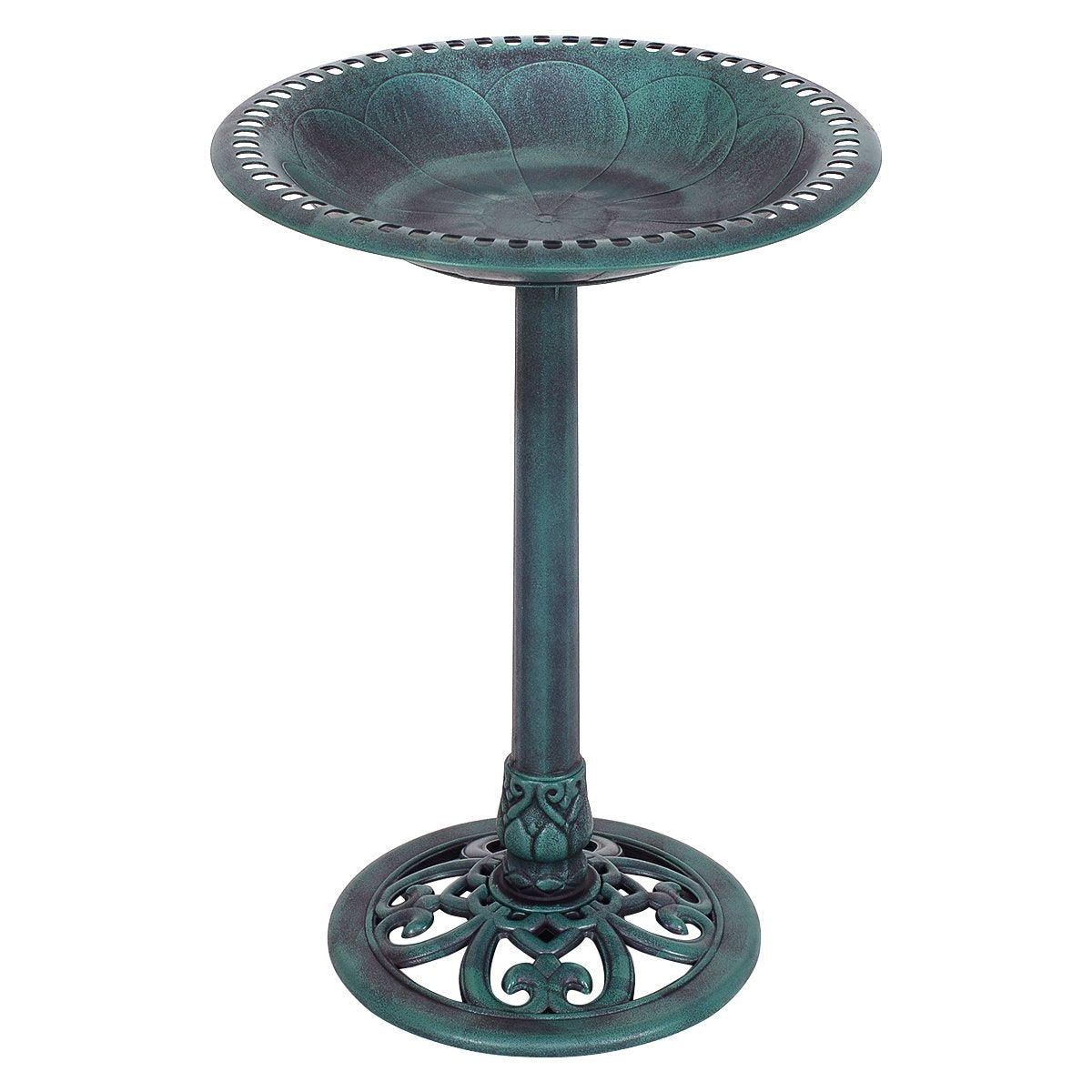 Bird bath Freestanding bird bath with stand Bird drinking station Ø50 x 72 cm Green