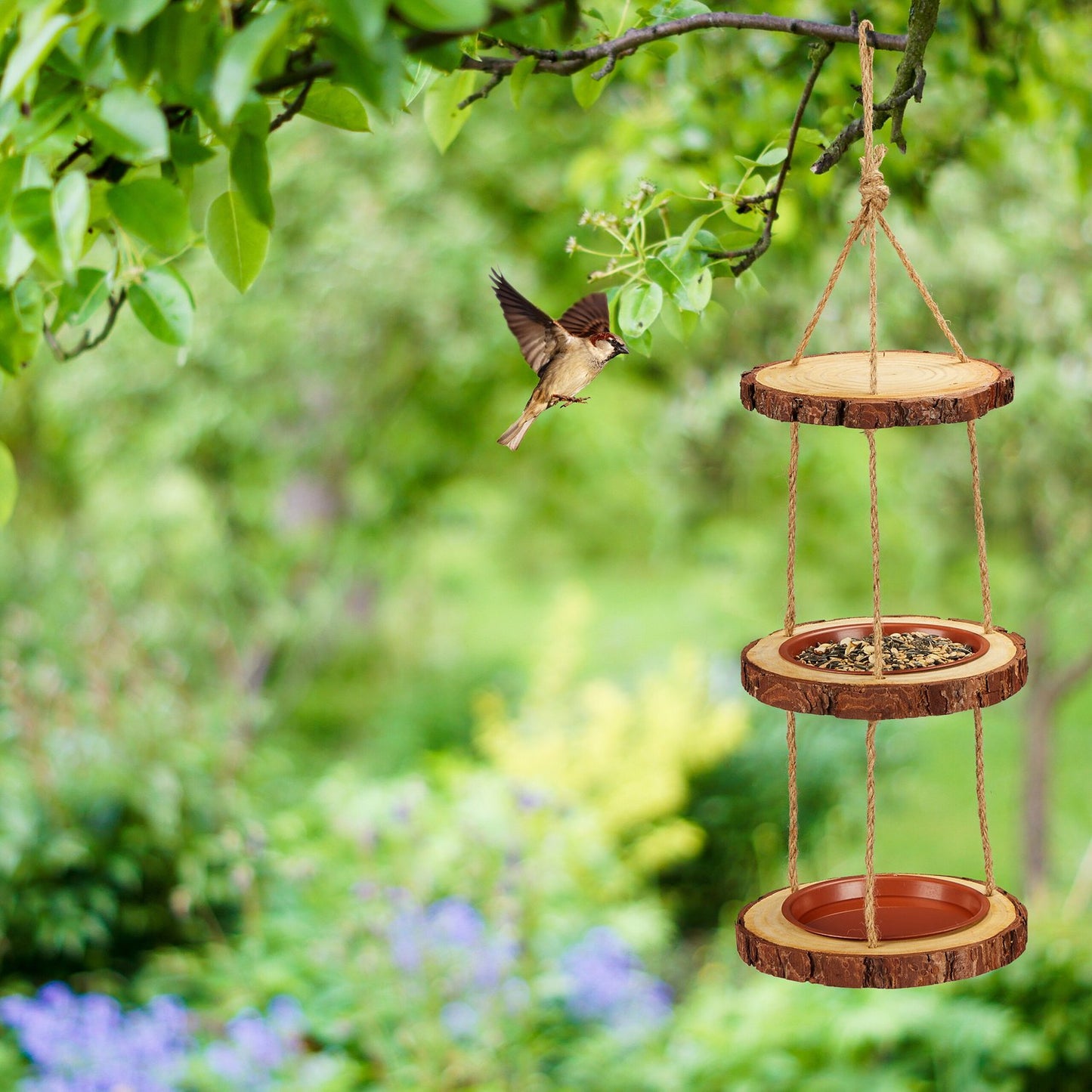 Bird feeder with 2 bowls