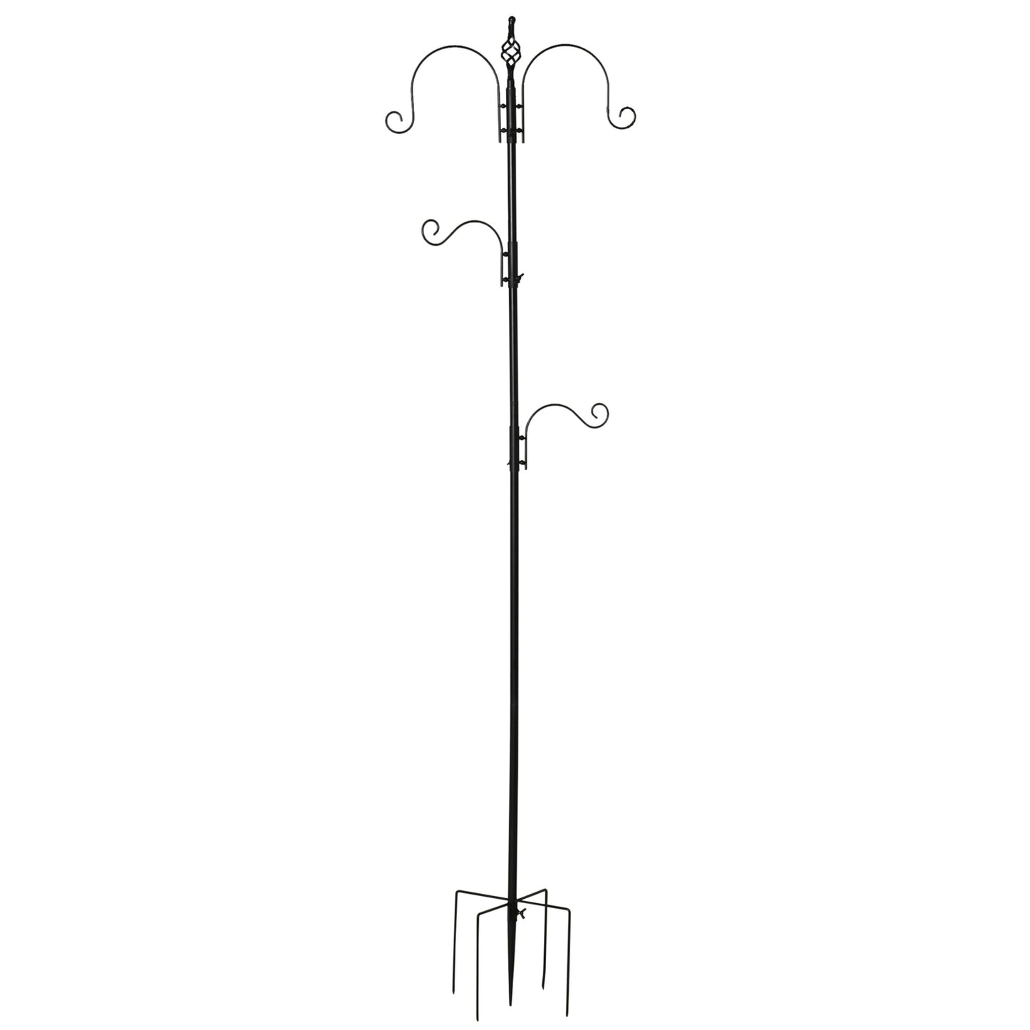 Black bird feeder, 4 hooks, 54.5 x 208 cm