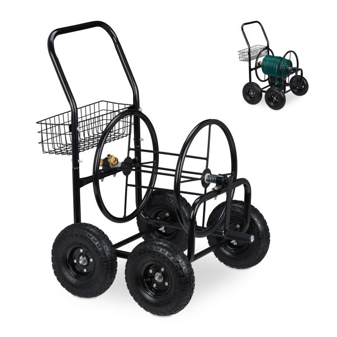 Black 4 Wheel Hose Trolley