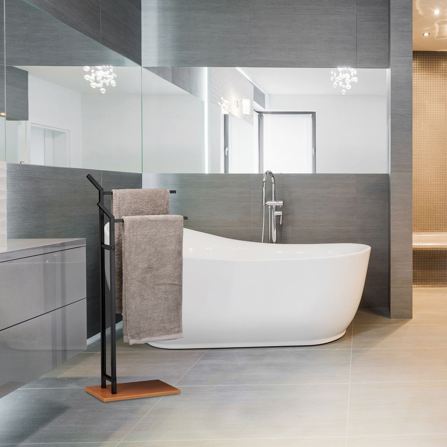 Black Double Rail Towel Rack