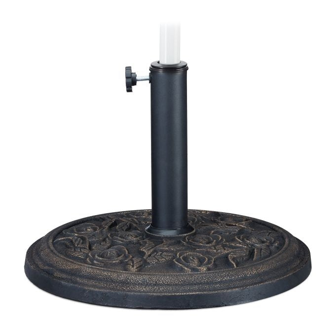 Black Parasol Stand with Rose Pattern