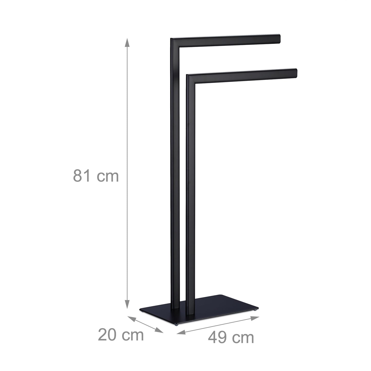 Black Towel Rack with 2 Bars