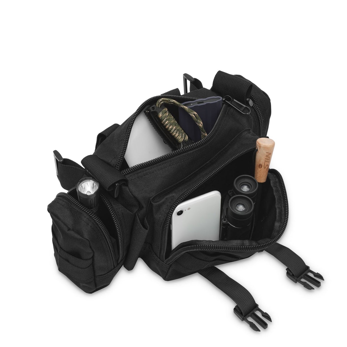 Black XL Hip Bag – Large Capacity, Durable Material