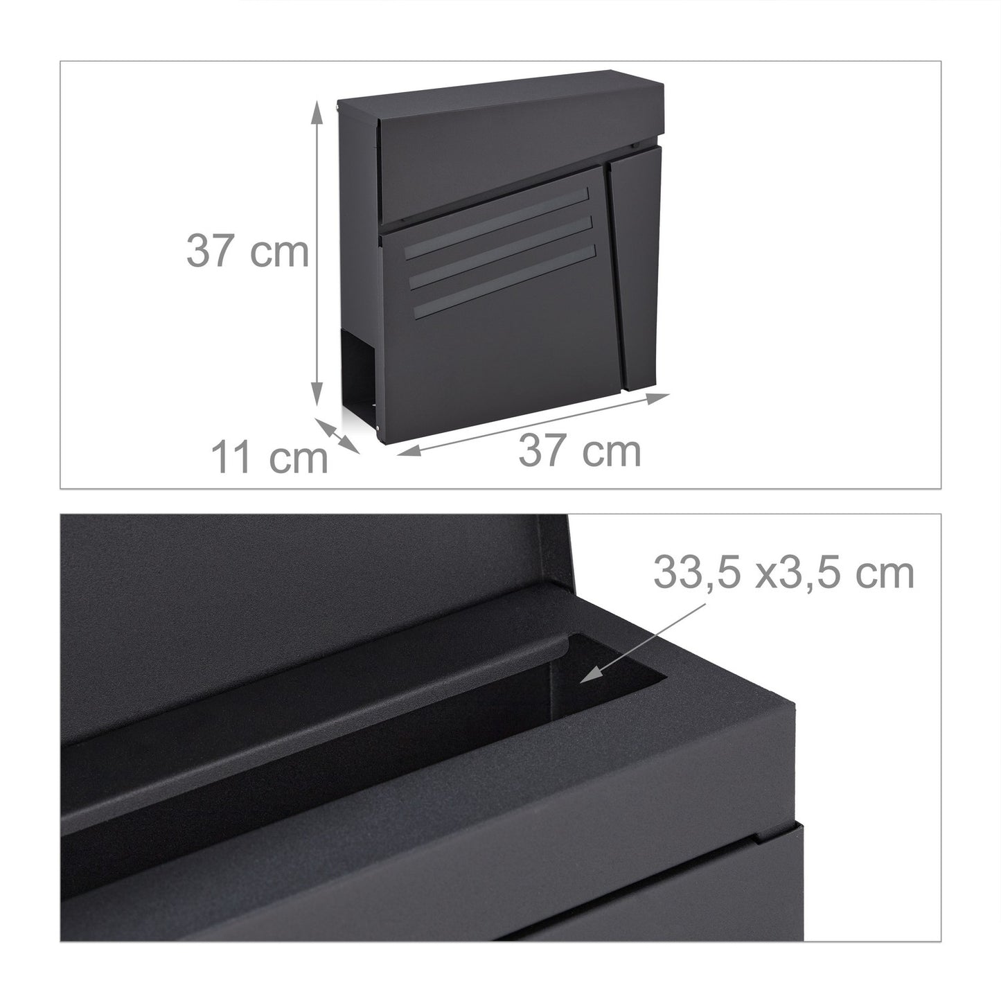 Black mailbox with newspaper holder
