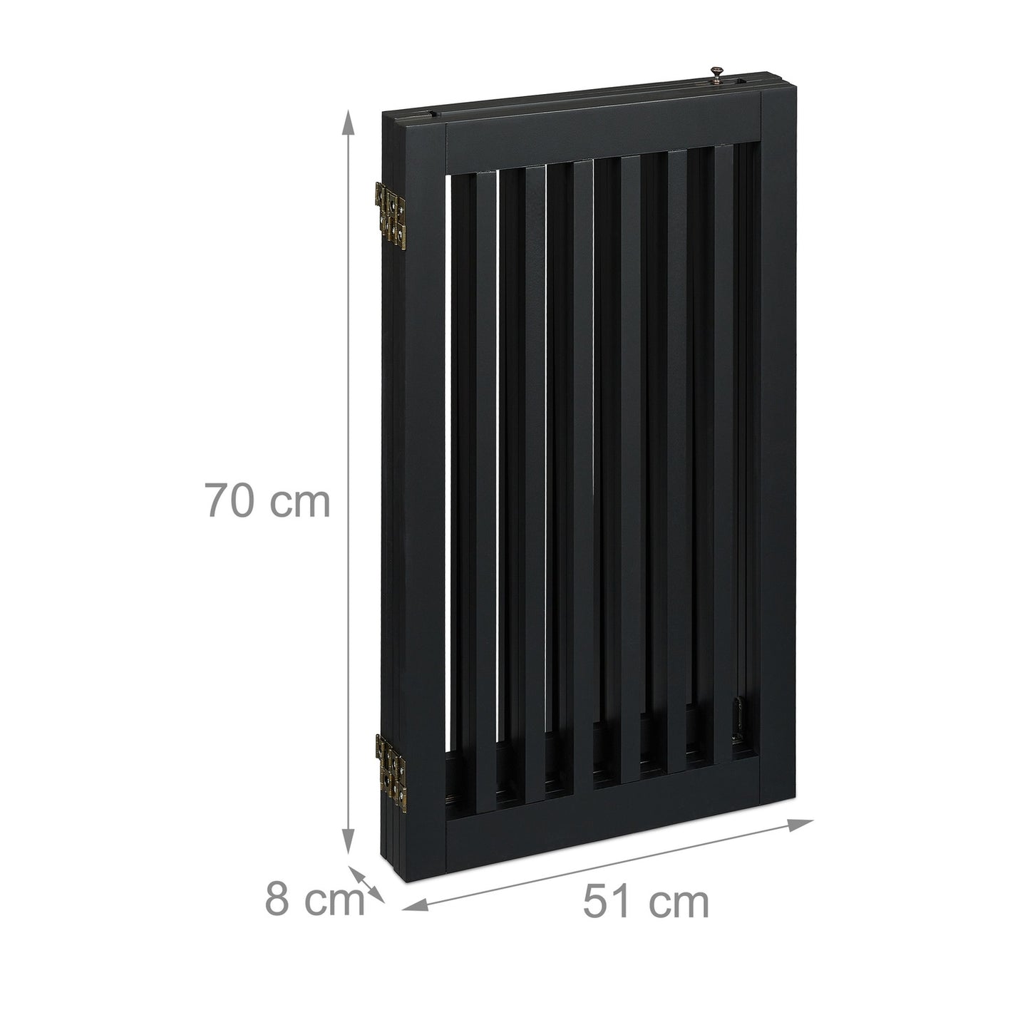 Black security gate with door 70 cm